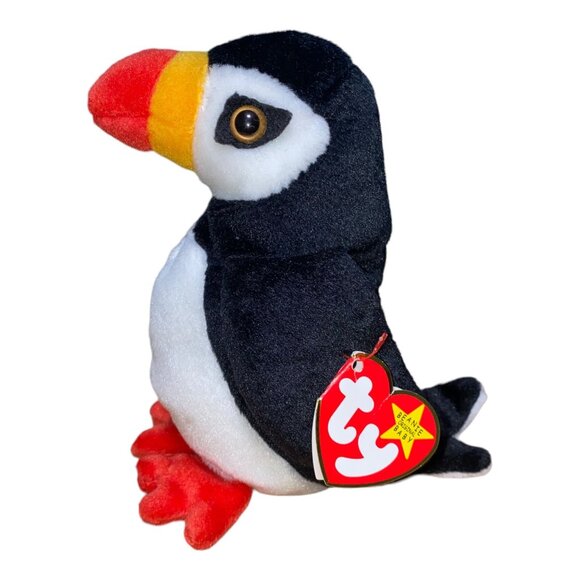 Ty Beanie Baby Puffin Puffer Plush Toy - Black/White/Red - 1997 Collectible W/ T - Picture 2 of 9